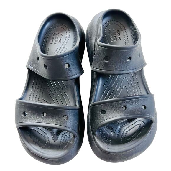 Crocs Mega Crush Platform Chunky Slingback Sandals Women 9 Men 7 Black - Picture 2 of 6